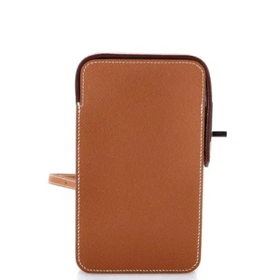 Pre-owned Hermes  Hermes Hac A Box Phone Case Epsom In Brown