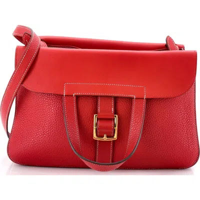 Pre-owned Hermes  Hermes Halzan Bag Clemence 31 In Red