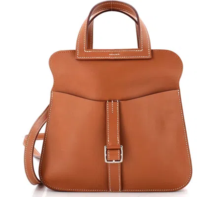 Pre-owned Hermes  Hermes Halzan Bag Swift 22 In Brown