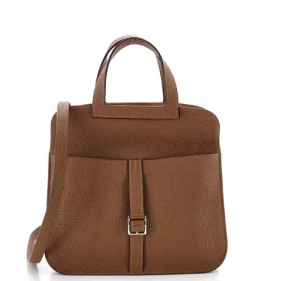 Pre-owned Hermes  Hermes Halzan Bag Verso Clemence 25 In Brown