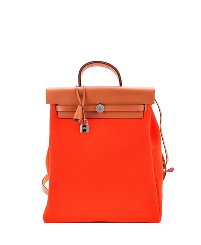 Pre-owned Pre-owned Hermes  Hermes Herbag A Dos Zip Backpack Toile And Leather In Orange