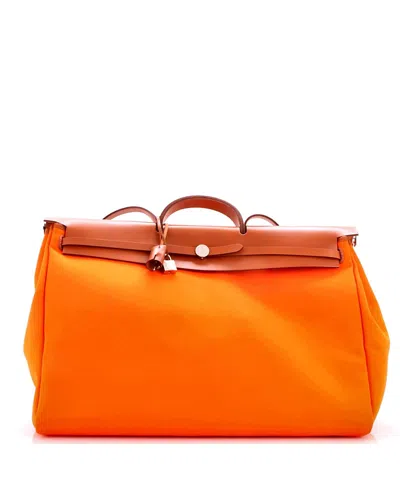 Pre-owned Pre-owned Hermes  Hermes Herbag Cabine Toile And Leather In Orange