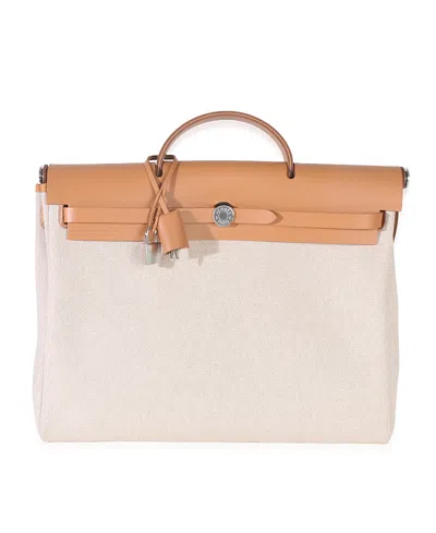 Pre-owned Pre-owned Hermes  Hermes Herbag Messenger 39 Canvas Handbag In Sand