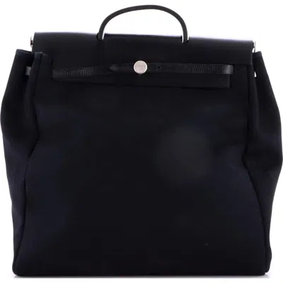 Pre-owned Hermes  Hermes Herbag Toile And Leather Mm In Black