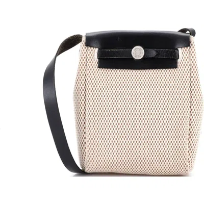 Pre-owned Hermes  Hermes Herbag Toile And Leather Tpm In Neutral