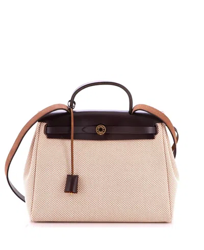 Pre-owned Pre-owned Hermes  Hermes Herbag Zip 31 Canvas & Leather Shoulder Bag In Brown