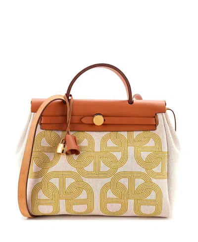 Pre-owned Pre-owned Hermes  Hermes Herbag Zip 31 Canvas & Leather Tote In Brown