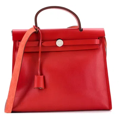 Pre-owned Hermes  Hermes Herbag Zip Berline Vache Canvas And Leather 31