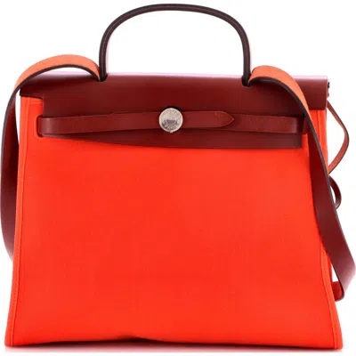 Pre-owned Hermes  Hermes Herbag Zip Leather And Toile 31