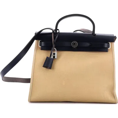 Pre-owned Hermes  Hermes Herbag Zip Leather And Toile 31 In Multi