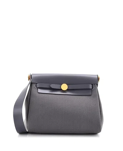 Pre-owned Pre-owned Hermes  Hermes Herbag Zip Mini Canvas & Leather Shoulder Bag In Gray