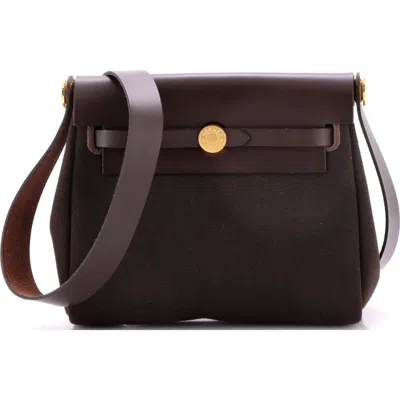 Pre-owned Hermes  Hermes Herbag Zip Toile And Leather 20 In Brown