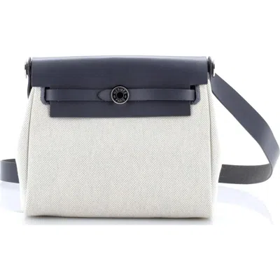 Pre-owned Hermes  Hermes Herbag Zip Toile And Leather 20 In Gray