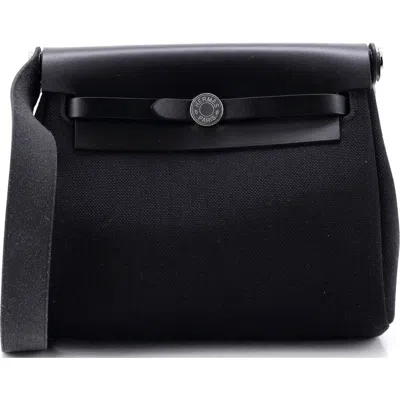 Pre-owned Hermes  Hermes Herbag Zip Toile And Leather 20 In Purple