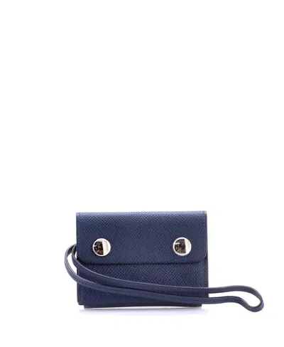 Pre-owned Pre-owned Hermes  Hermes Hermesnap Card Holder Epsom In Navy Blue