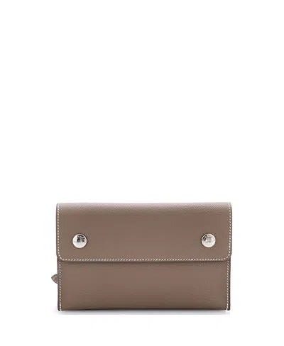 Pre-owned Pre-owned Hermes  Hermes Hermesnap Epsom Leather Wallet Bag In Gray