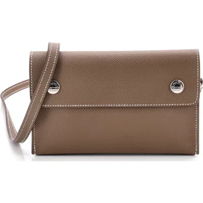 Pre-owned Hermes  Hermes Hermesnap Wallet Bag Epsom In Brown