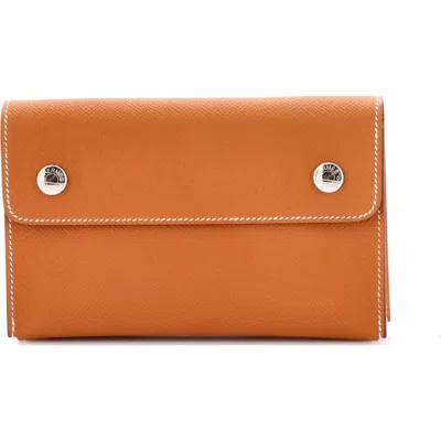 Pre-owned Hermes  Hermes Hermesnap Wallet Bag Epsom In Gold