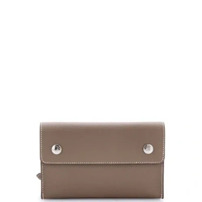 Pre-owned Hermes  Hermes Hermesnap Wallet Bag Epsom In Grey