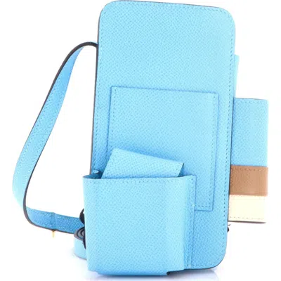Pre-owned Hermes  Hermes Hermesway Phone Case Crossbody Bag Epsom In Blue