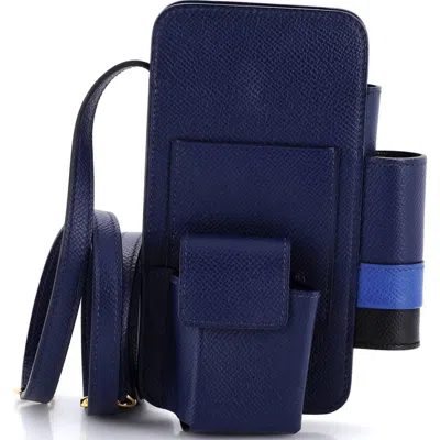 Pre-owned Hermes  Hermes Hermesway Phone Case Crossbody Bag Epsom In Blue