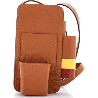 Pre-owned Hermes  Hermes Hermesway Phone Case Crossbody Bag Epsom In Brown