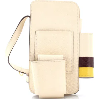 Pre-owned Hermes  Hermes Hermesway Phone Case Crossbody Bag Epsom In Neutral