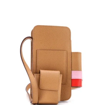 Pre-owned Hermes  Hermes Hermesway Phone Case Crossbody Bag Epsom In Brown