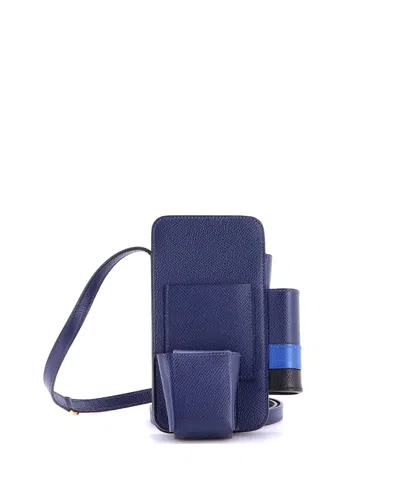 Pre-owned Pre-owned Hermes  Hermes Hermesway Phone Case Crossbody Bag Epsom In Navy Blue