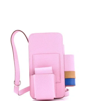 Pre-owned Hermes  Hermes Hermesway Phone Case Crossbody Bag Epsom In Pink