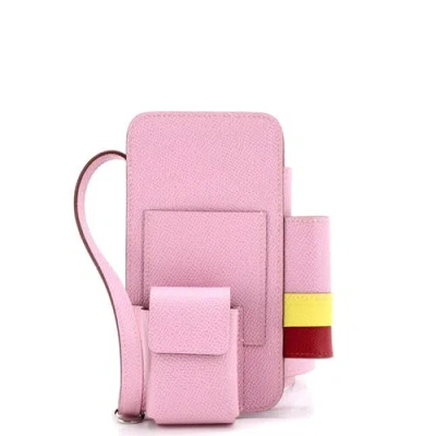 Pre-owned Hermes  Hermes Hermesway Phone Case Crossbody Bag Epsom In Pink