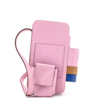 Pre-owned Hermes  Hermes Hermesway Phone Case Crossbody Bag Epsom In Pink
