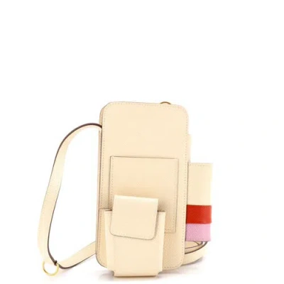 Pre-owned Hermes  Hermes Hermesway Phone Case Crossbody Bag Epsom In White