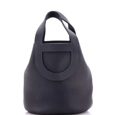 Pre-owned Hermes  Hermes In-the-loop Bag Clemence With Swift 18 In Black