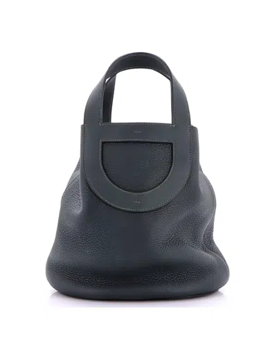 Pre-owned Pre-owned Hermes  Hermes In-the-loop Clemence & Swift Leather Tote In Green
