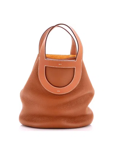 Pre-owned Pre-owned Hermes  Hermes In-the-loop Clemence Leather Tote In Brown