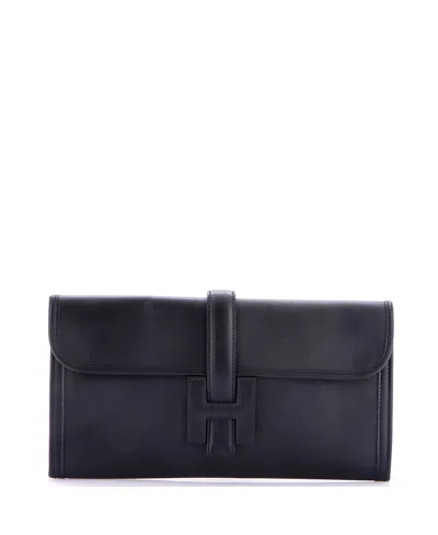 Pre-owned Pre-owned Hermes  Hermes Jige Elan Swift Leather Clutch In Black