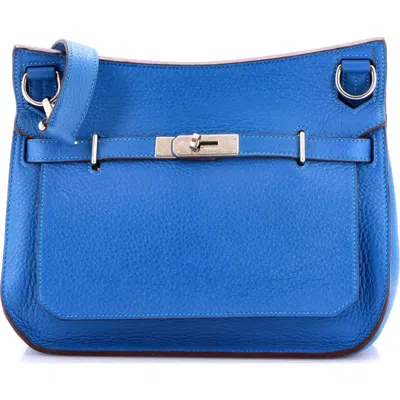 Pre-owned Hermes  Hermes Jypsiere Bag Clemence 28 In Blue