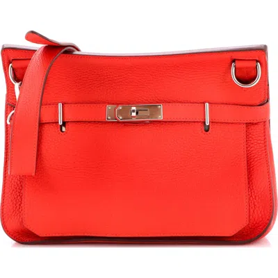 Pre-owned Hermes  Hermes Jypsiere Bag Clemence 28 In Red