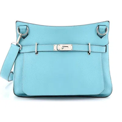 Pre-owned Hermes  Hermes Jypsiere Bag Clemence 34 In Blue