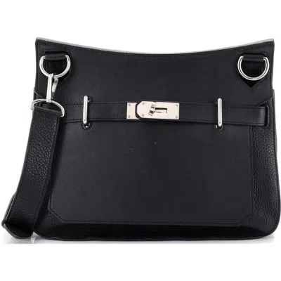 Pre-owned Hermes  Hermes Jypsiere Bag Clemence And Swift 31 In Black