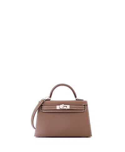 Pre-owned Pre-owned Hermes  Hermes Kelly 20 Handbag Grey Epsom With Palladium Hardware In Brown