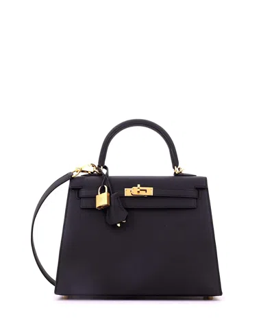 Pre-owned Pre-owned Hermes  Hermes Kelly 25 Handbag Black Epsom With Gold Hardware