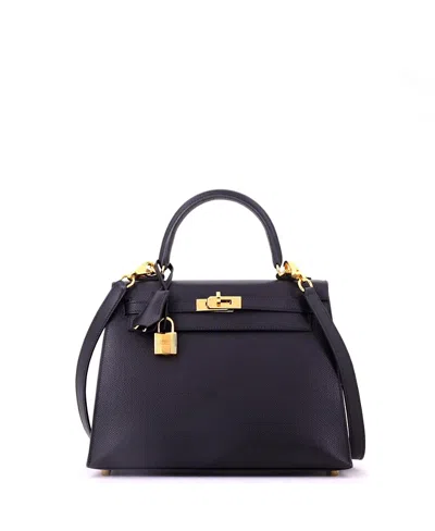 Pre-owned Pre-owned Hermes  Hermes Kelly 25 Handbag Black Epsom With Gold Hardware In Noir