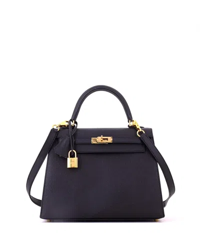 Pre-owned Pre-owned Hermes  Hermes Kelly 25 Handbag Black Epsom With Gold Hardware In Noir