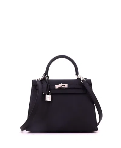 Pre-owned Pre-owned Hermes  Hermes Kelly 25 Handbag Black Epsom With Palladium Hardware
