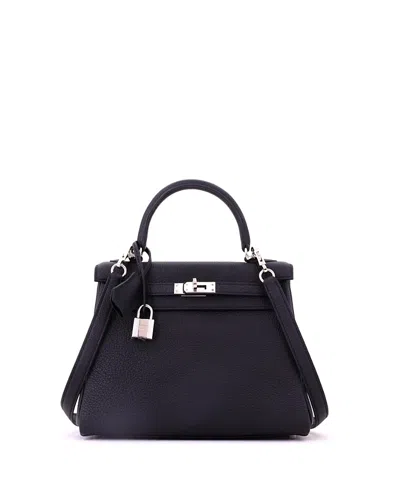 Pre-owned Pre-owned Hermes  Hermes Kelly 25 Handbag Black Togo With Palladium Hardware