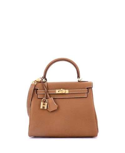 Pre-owned Pre-owned Hermes  Hermes Kelly 25 Handbag Brown Togo With Gold Hardware