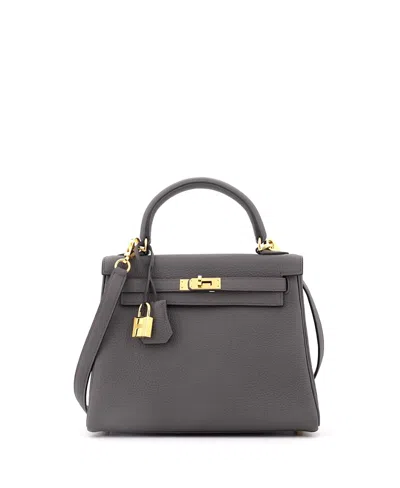 Pre-owned Pre-owned Hermes  Hermes Kelly 25 Handbag Grey Togo With Gold Hardware In Gray