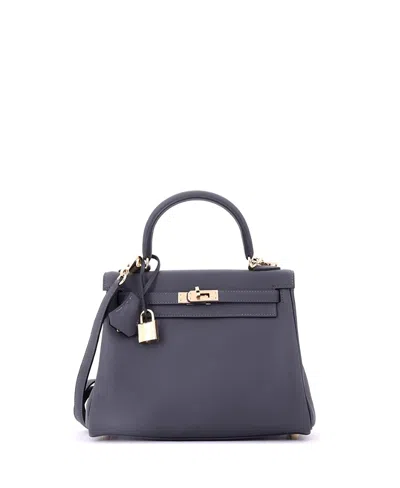 Pre-owned Pre-owned Hermes  Hermes Kelly 25 Handbag Verso Swift With Permabrass Hardware
